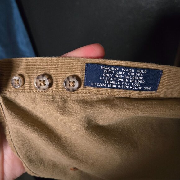 Vintage John Ashford Mens XXL Corduroy Long Sleeve Button-Down Shirt Beige Tan N - Picture 7 of 7